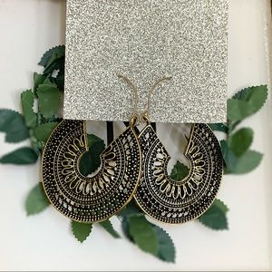 Bohemian Bronze Drop Disc Earrings